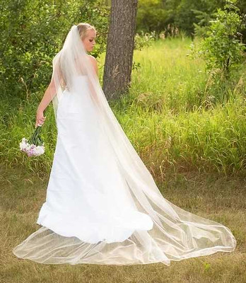 Cathedral Wedding Veil with Pencil Edge Embroidery V108 Cathedral Wedding Veil with Pencil Edge Embroidery V108