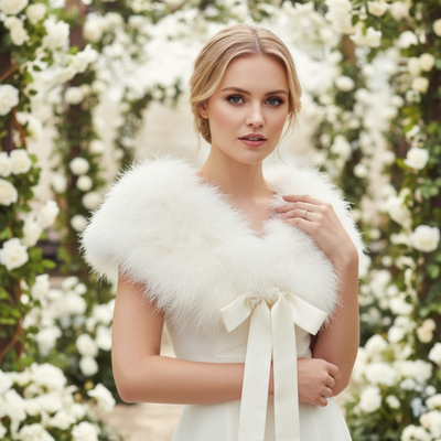 Ivory Vintage Inspired Marabou Feather Bridal Stole Wrap SG8