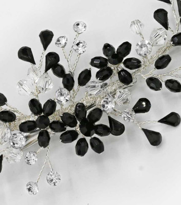 Black and Clear Crystal Floral Bridal Hair Clip cl9424 Black and Clear Crystal Floral Bridal Hair Clip cl9424