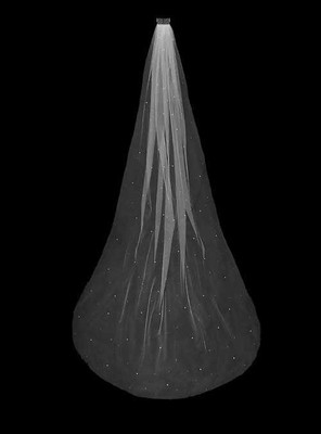Pearl Scatter Cathedral Wedding Veil in White or Ivory V2466LC