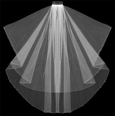 Two Layer Frosted Bugle Bead Fingertip Wedding Veil V2121 Two Layer Frosted Bugle Bead Fingertip Wedding Veil V2121