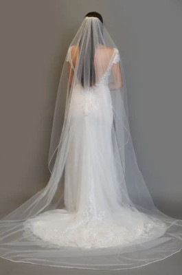 Royal Cathedral Wedding Veil Extra Wide with Soutache Edge V152