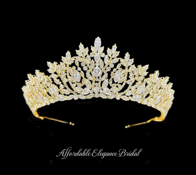 Silver or Gold Plated CZ Wedding and Quinceanera Tiara hp072