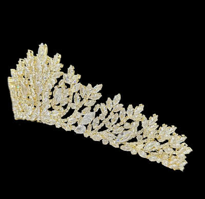 Silver or Gold Plated CZ Wedding and Quinceanera Tiara hp072