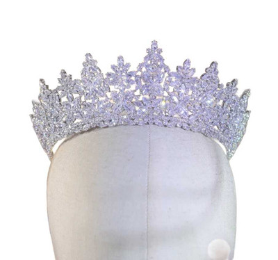 Exquisite Silver Plated CZ Wedding and Quinceanera Tiara hp073