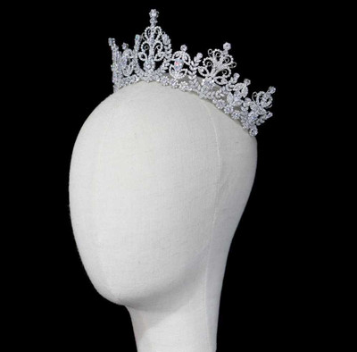 Majestic 3" Tall CZ Silver Wedding and Quinceanera Tiara