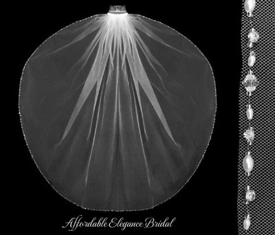 Fingertip Wedding Veil with Pearl, Crystal and Rhinestone Beading Fingertip Wedding Veil with Pearl, Crystal and Rhinestone Beading
