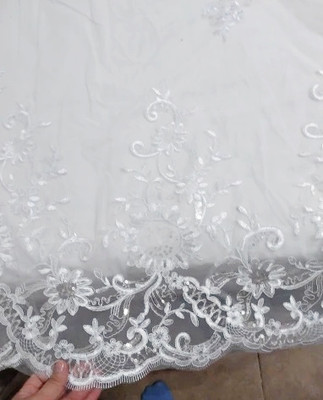 Stunning 156" Regal Cathedral Wedding Veil with Sequined Floral Lace Stunning 156" Regal Cathedral Wedding Veil with Sequined Floral Lace