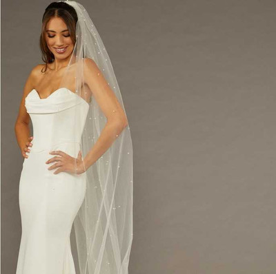Royal Cathedral Wedding Veil with Pearl Scatter Envogue V2488RC Royal Cathedral Wedding Veil with Pearl Scatter Envogue V2488RC