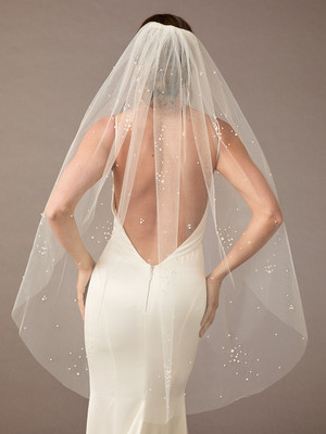 Fingertip Wedding Veil with Pearl Scatter Envogue V2486SF 