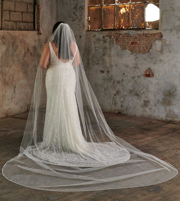 Clear Crystal Beaded Royal Cathedral Wedding Veil enVogue V2092WRC Clear Crystal Beaded Royal Cathedral Wedding Veil enVogue V2092WRC