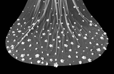 Royal Cathedral Wedding Veil with Rhinestone Centered Flowers