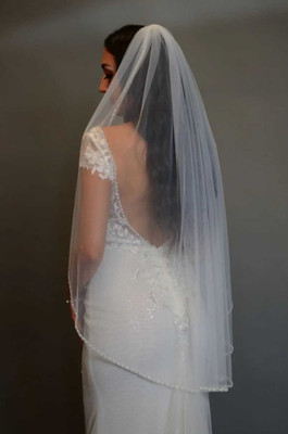 Beaded Pearl and Crystal Edge Fingertip or Cathedral Wedding Veil