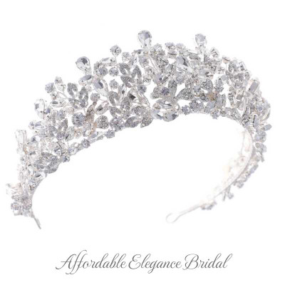 Stunning Floral CZ and Crystal Wedding Tiara hp9560 Stunning Floral CZ and Crystal Wedding Tiara hp9560