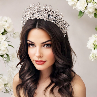 Stunning Floral CZ and Crystal Wedding Tiara hp9560 Stunning Floral CZ and Crystal Wedding Tiara hp9560