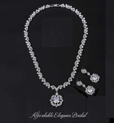 5A CZ Platinum Plated Pendant Wedding and Formal Jewelry Set 5A CZ Platinum Plated Pendant Wedding and Formal Jewelry Set