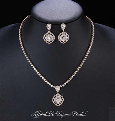 CZ Gold Plated Pendant Wedding and Formal Jewelry Set CZ Gold Plated Pendant Wedding and Formal Jewelry Set