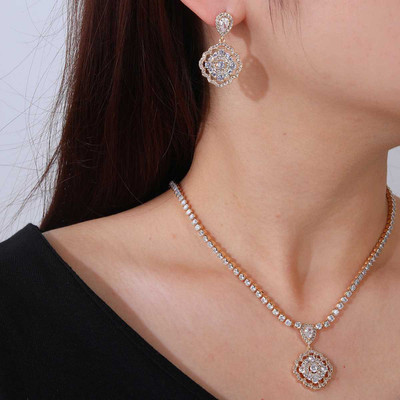 CZ Gold Plated Pendant Wedding and Formal Jewelry Set CZ Gold Plated Pendant Wedding and Formal Jewelry Set