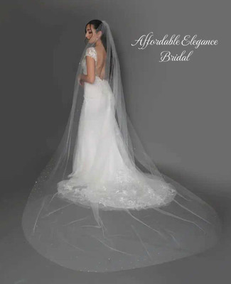 Crystal Rhinestone Border Royal Cathedral Wedding Veil V527