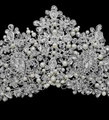 Exquisite Extra Tall Crystal, Pearl and Rhinestone Wedding Tiara Exquisite Extra Tall Crystal, Pearl and Rhinestone Wedding Tiara