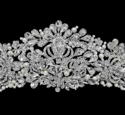 Luxurious Pearl and Rhinestone Wedding Tiara hp2729 Luxurious Pearl and Rhinestone Wedding Tiara hp2729