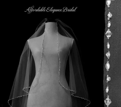 Angel Cut Pearl, Rhinestone and Crystal Cathedral Wedding Veil