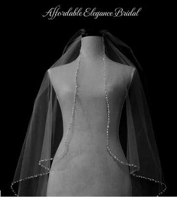Angel Cut Pearl, Rhinestone and Crystal Cathedral Wedding Veil