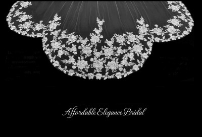 Scallop Royal Cathedral Wedding Veil with Sequined Lace V3215R Scallop Royal Cathedral Wedding Veil with Sequined Lace V3215R