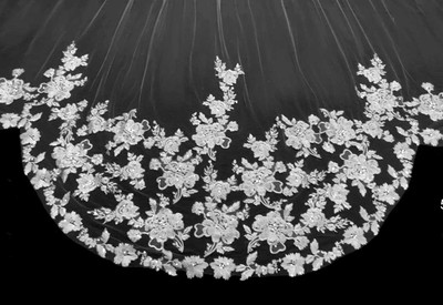 Scallop Royal Cathedral Wedding Veil with Beaded Lace V3215R Scallop Royal Cathedral Wedding Veil with Beaded Lace V3215R