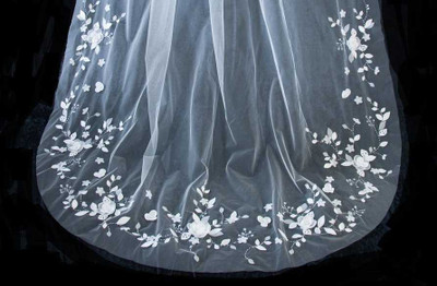 Royal Cathedral Wedding Veil with Delightful 3D Flowers CF292