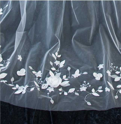Royal Cathedral Wedding Veil with Delightful 3D Flowers CF292