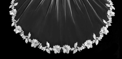 Fingertip Wedding Veil with Sequined Lace V3215 Fingertip Wedding Veil with Sequined Lace V3215