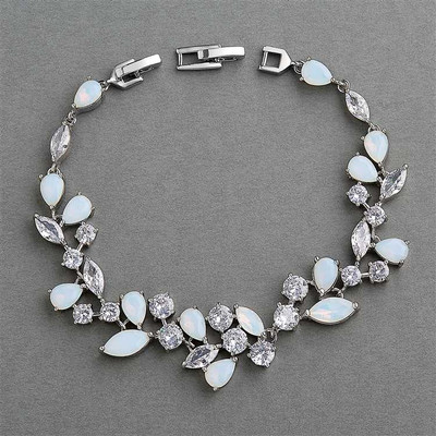 Opal Crystal and CZ Pendant Necklace, Earring and Bracelet Set Opal Crystal and CZ Pendant Necklace, Earring and Bracelet Set