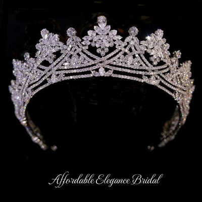 Silver Plated CZ Wedding and Quinceanera Tiara hp089