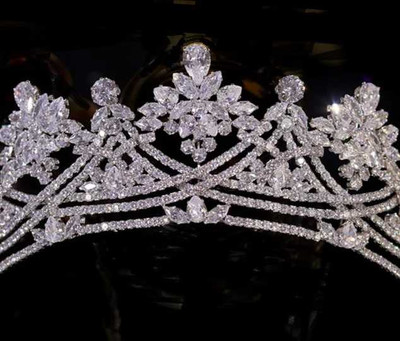 Silver Plated CZ Wedding and Quinceanera Tiara hp089
