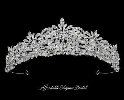 Rhinestone Floral Wedding and Quinceanera Tiara hp6348