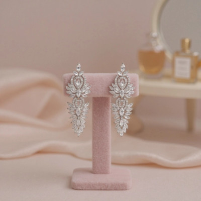 Fabulous 2 1/2" Long CZ Silver Plated Wedding and Prom Earrings Fabulous 2 1/2" Long CZ Silver Plated Wedding and Prom Earrings