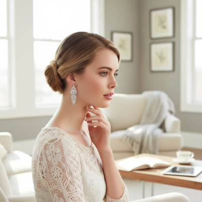 Fabulous 2 1/2" Long CZ Silver Plated Wedding and Prom Earrings Fabulous 2 1/2" Long CZ Silver Plated Wedding and Prom Earrings