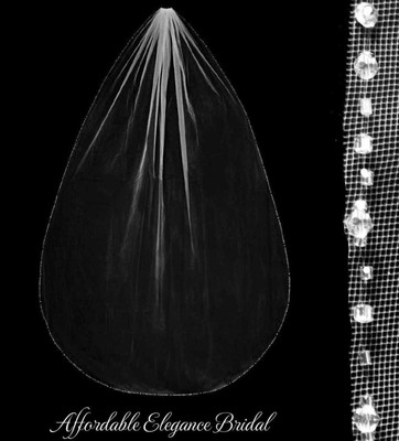 Extra Wide Royal Cathedral Wedding Veil with Crystal Beaded Edge