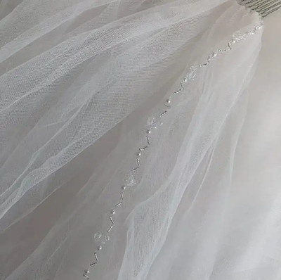 Royal Cathedral Wedding Veil Wide Width Pearl and Crystal Beaded  Royal Cathedral Wedding Veil Wide Width Pearl and Crystal Beaded