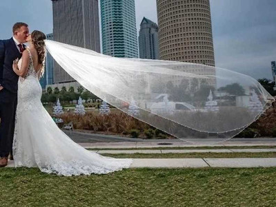 Royal Cathedral Wedding Veil Wide Width Pearl and Crystal Beaded