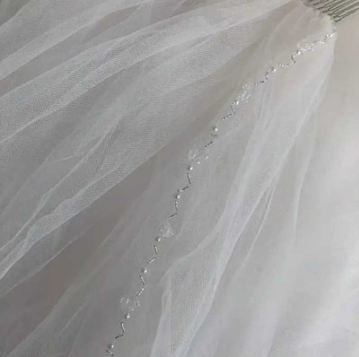 Royal Cathedral Wedding Veil Wide Width Pearl and Crystal Beaded