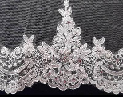 Elaborately Beaded Lace Royal Cathedral Mantilla Wedding Veil