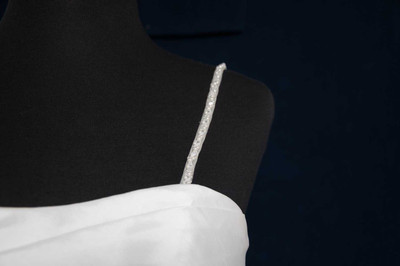 Pearl and Opaque Bugle Bead Straps for Wedding Dress
