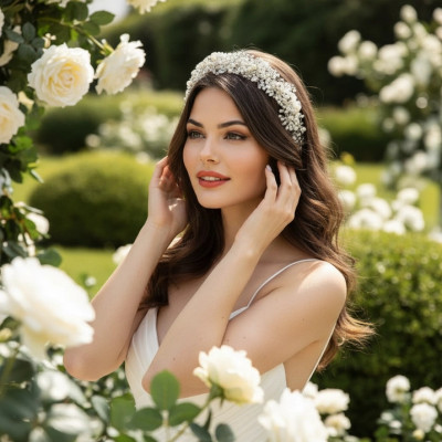 Exquisite 2" Wide Pearl Cluster Wedding Headband