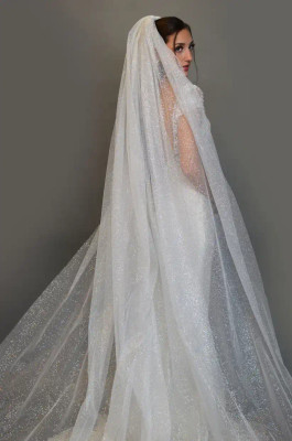 Glitter Tulle 165" Long Extra Wide Regal Cathedral Wedding Veil