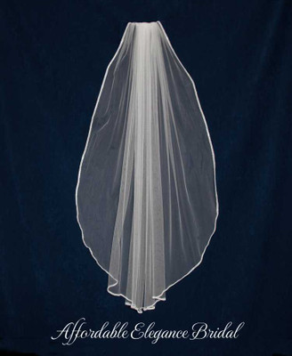 Frosted Bugle Bead Edge Soft Tulle Knee Length Wedding Veil Frosted Bugle Bead Edge Soft Tulle Knee Length Wedding Veil