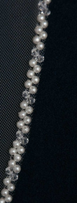 Crystal and Pearl Beaded Soft Tulle Knee Length Wedding Veil