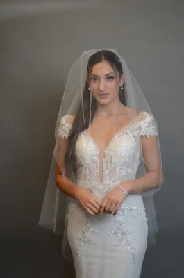 Two Layer Waltz Length Wedding Veil Ansonia Bridal V491 Two Layer Waltz Length Wedding Veil Ansonia Bridal V491