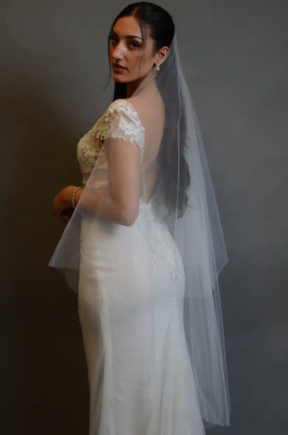 Two Layer Waltz Length Wedding Veil Ansonia Bridal V491 Two Layer Waltz Length Wedding Veil Ansonia Bridal V491